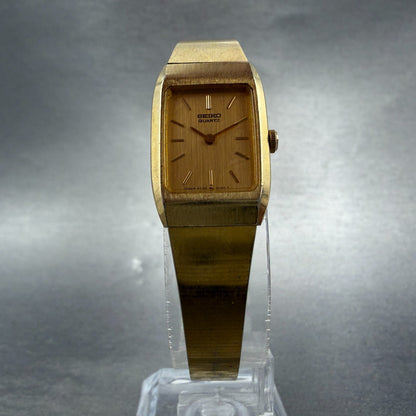 Seiko Tank Watch Women 16mm Champagne Dial Gold Tone 2C20-5059 New Battery5