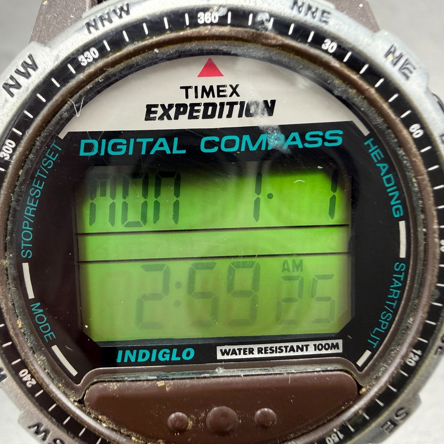 Timex Expedition Digital Compass Watch Men 43mm LCD Brown Daydate New Battery1