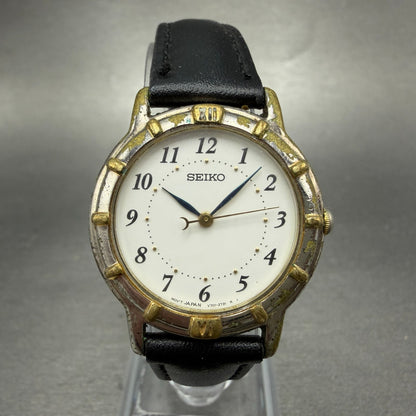 Seiko Watch Women 29mm White Dial Two Tone Round V701-1990 New Battery Vintage0