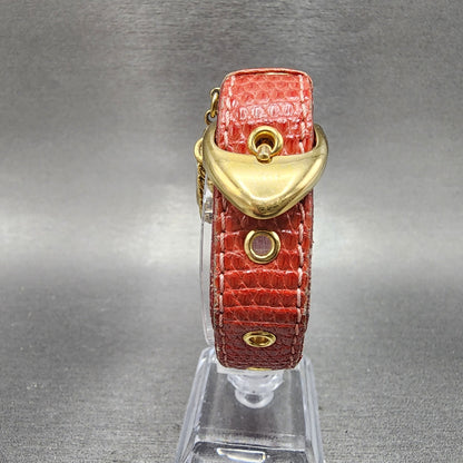 Seiko Respoir Watch Women 20mm Gold Dial Gold Tone Red Band 4N200320 New Batt4