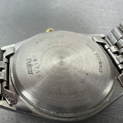 Seiko Pulsar Watch Men 34mm Champagne Dial Two Tone Daydate Y148800H NewBattery9
