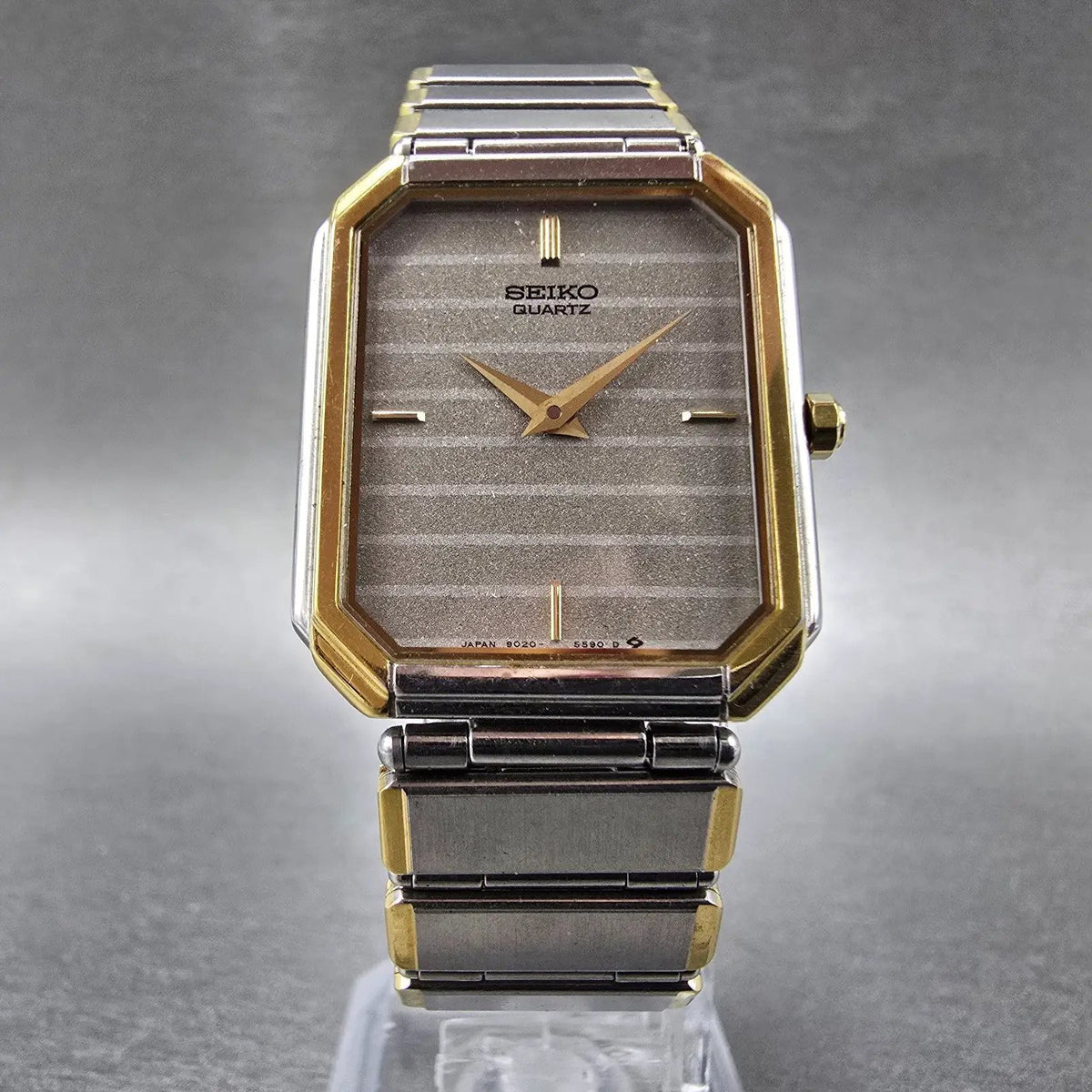 Seiko Tank Watch Men 25mm Silver Dial Two Tone Octagon 9020-5410 VTG PARTS6