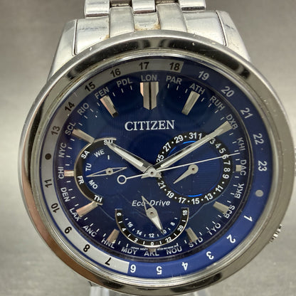 Citizen Eco-Drive Calendrier Watch Men 44mm Blue Dial Steel Daydate BU2021 Runs1