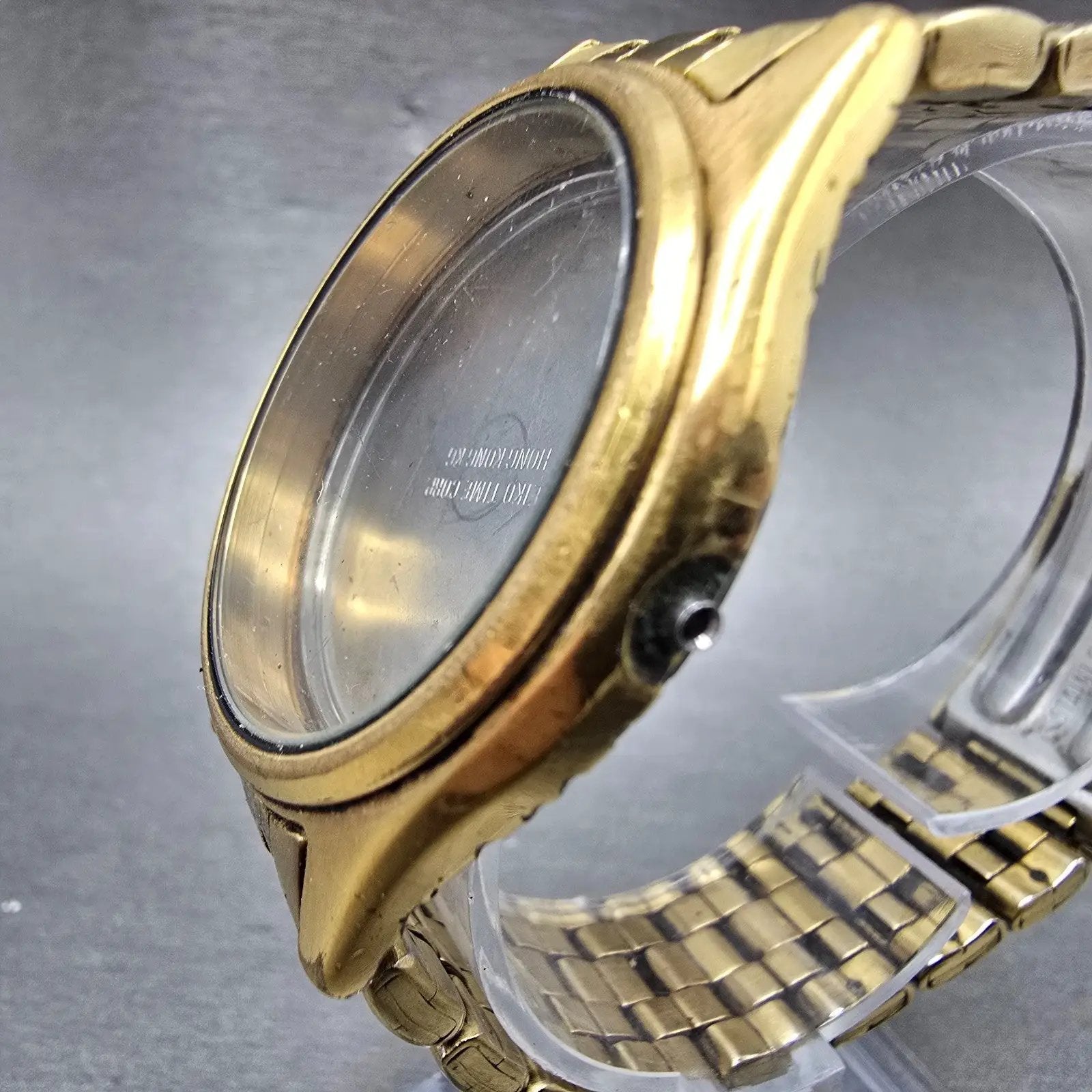 Seiko 7N43-9048 Watch Case & Bracelet Gold Tone Round 37mm W/Crystal Vintage2