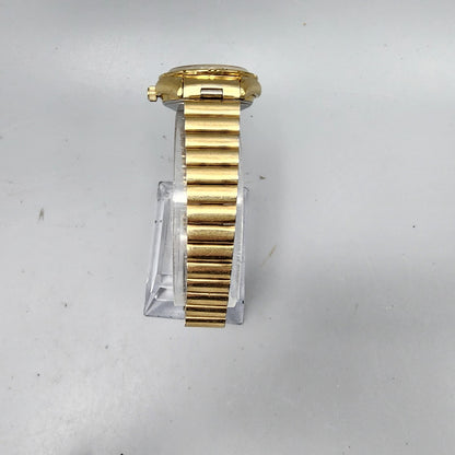 Vintage Seiko SQ Watch Women Gold Tone Black Dial Date 4302-0039 New Battery