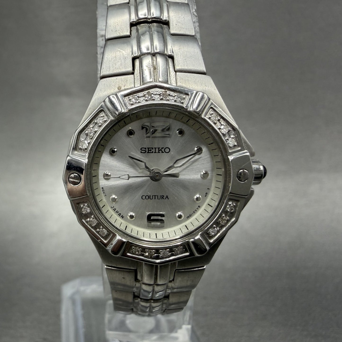 Seiko Coutura Watch Women 23mm Silver Dial Silver Tone 1n01-0le0 New Battery ABC0