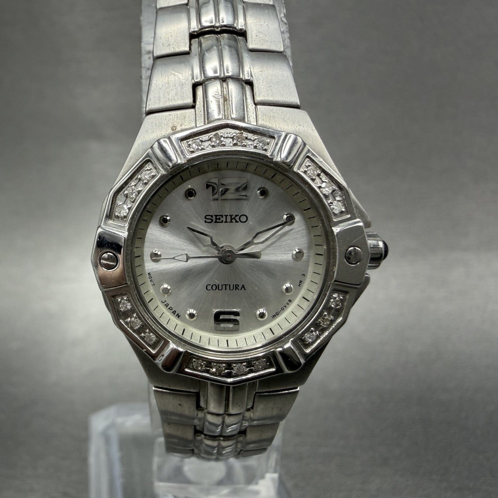 Seiko Coutura Watch Women 23mm Silver Dial Silver Tone 1n01-0le0 New Battery ABC0