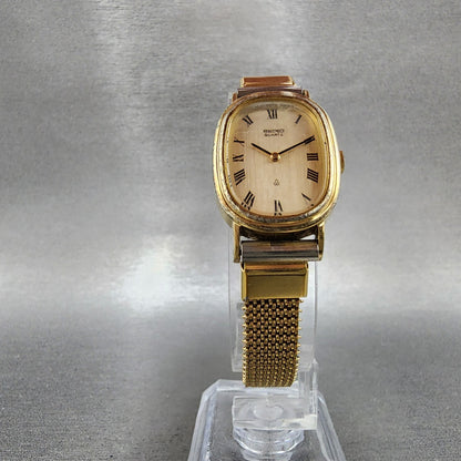 Seiko Watch Women 21mm Champagne Dial Gold Tone Oval 165960 New Battery5