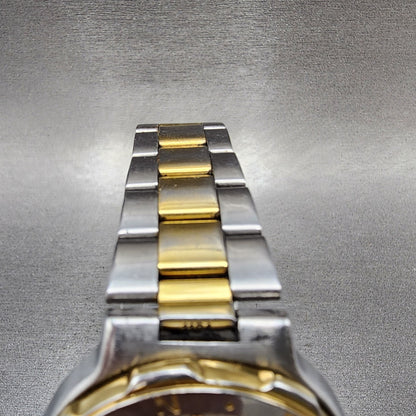 Seiko AGS Watch Men 37mm White Dial Two Tone Date Round 7M426A00 Works4