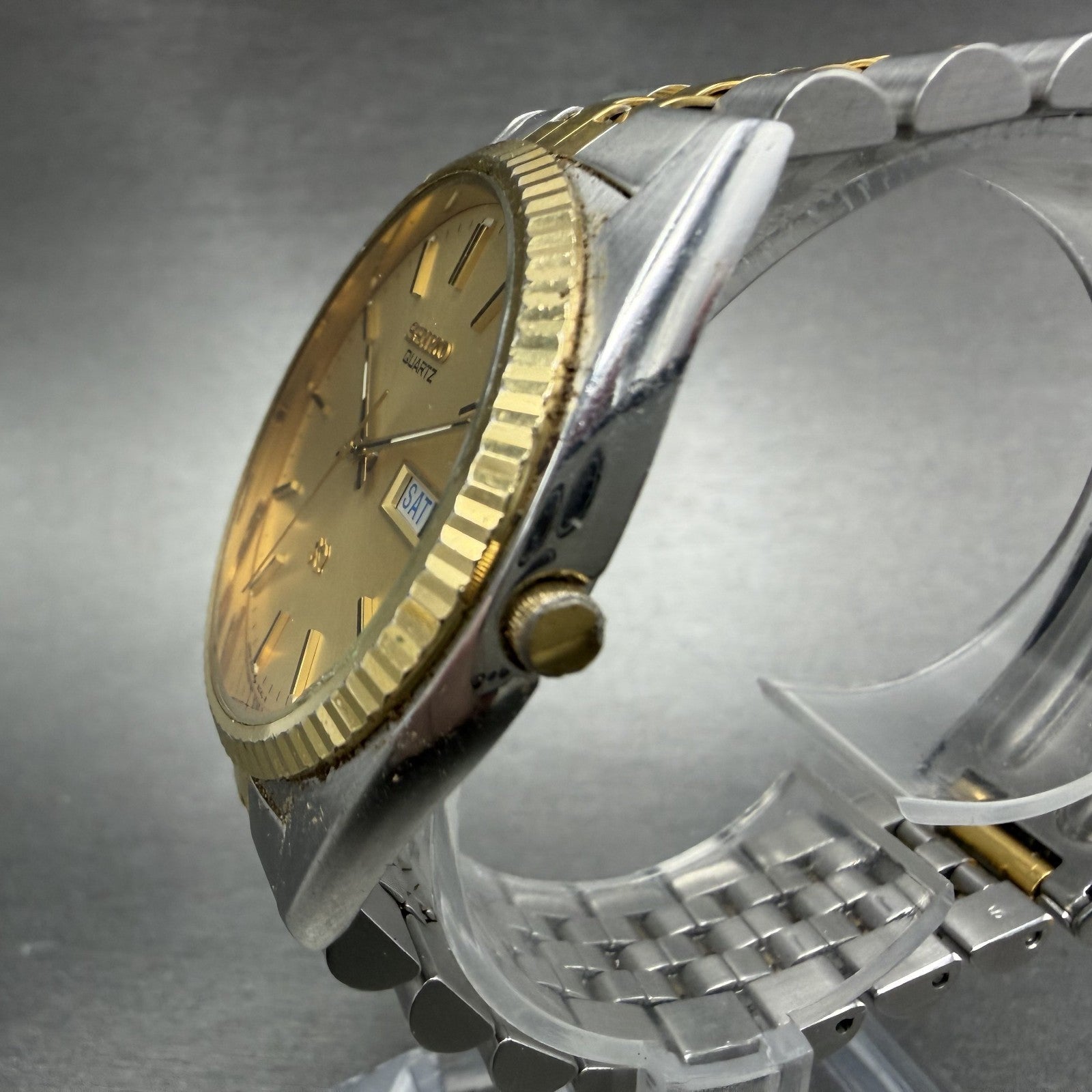 Seiko SQ President Watch Men 36mm Champagne Dial Two Tone Daydate Round  New Bat2