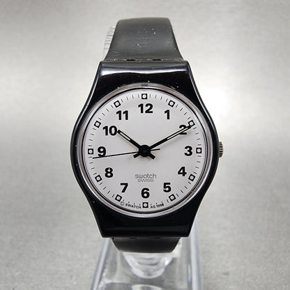 Swatch Sopran Watch Women 25mm White Dial Black Tone Round LB153 New Battery0