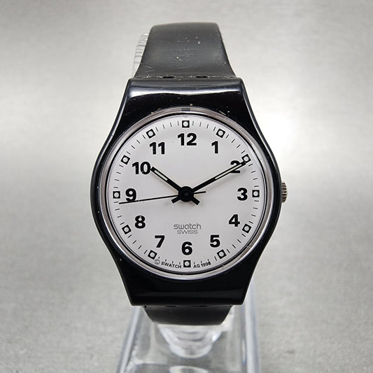 Swatch Sopran Watch Women 25mm White Dial Black Tone Round LB153 New Battery0