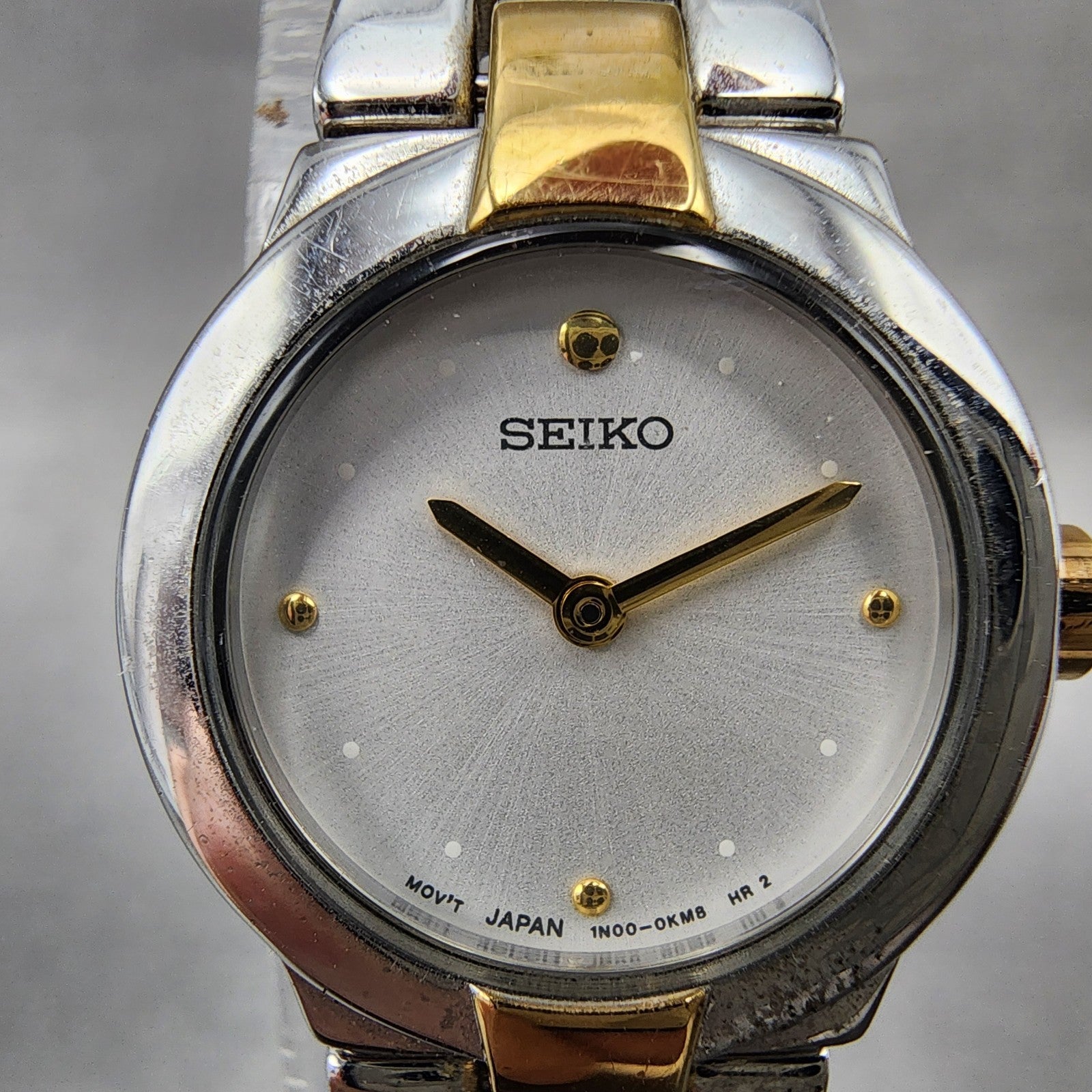 Seiko Watch Women 20mm White Dial Two Tone Round 1N000GM0 New Battery1