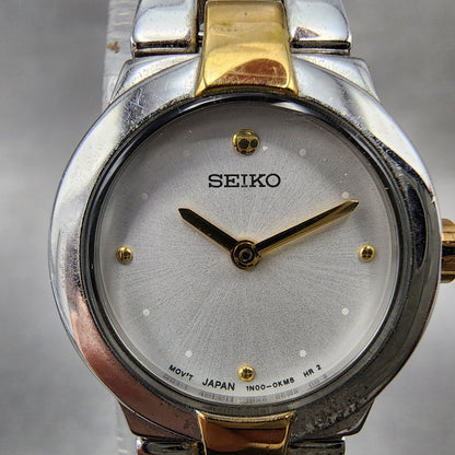 Seiko Watch Women 20mm White Dial Two Tone Round 1N000GM0 New Battery1
