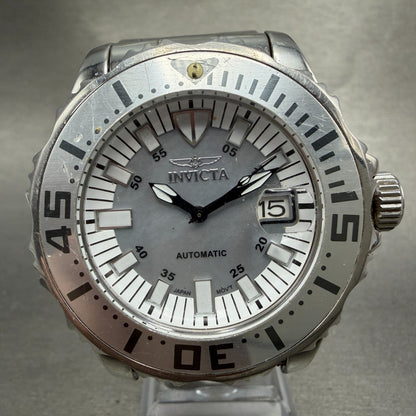 Invicta Automatic Dive Watch Men 45mm MOP Dial Silver Tone Date READ! 17722 Runs0