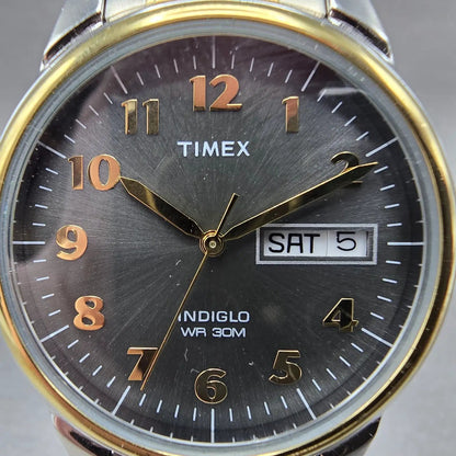 Timex Charles Street Watch Men 35mm Gray Dial Two Tone Daydate Round New Battery1