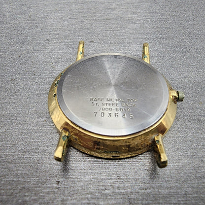 Seiko Watch Men 32mm Cream Dial Gold Tone Round 7800-8019 NO BAND New Battery