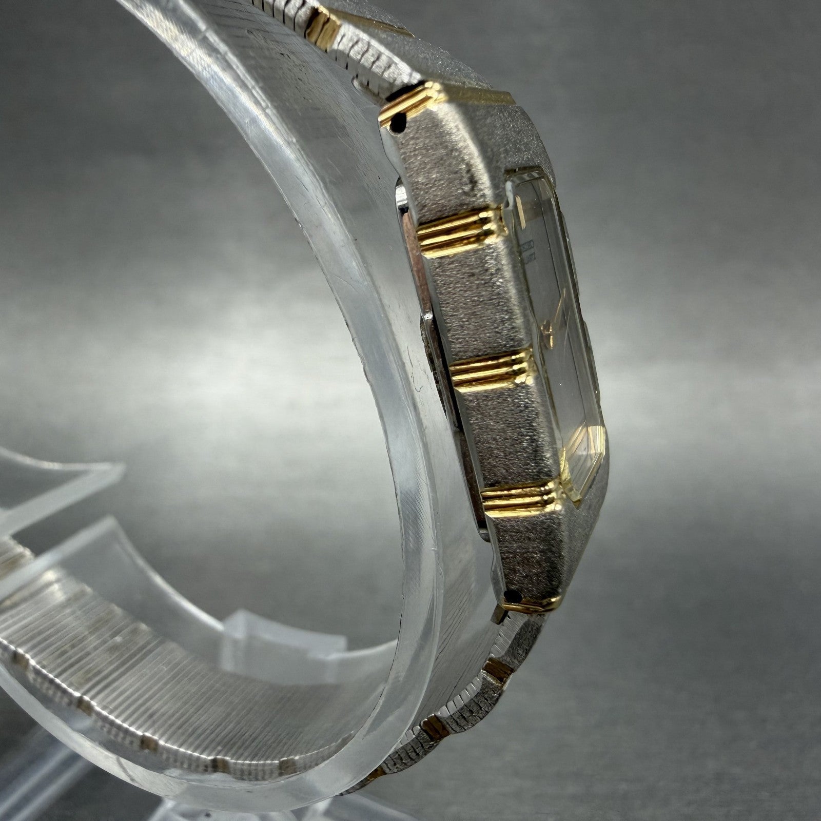 Seiko Watch Women 14mm Silver Dial Two Tone Rectangle 2E20-7259 New Battery3