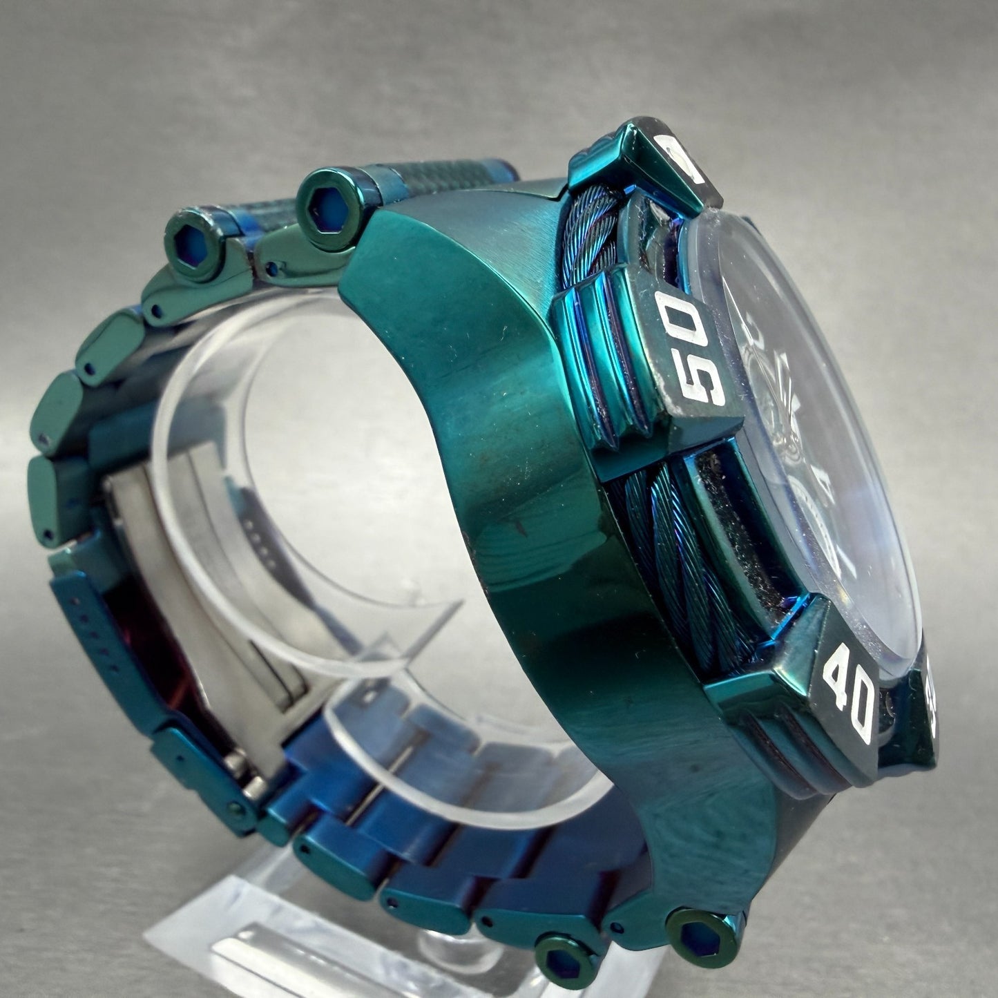 Invicta Jason Taylor Chrono Watch Men 52mm Blue Dial Green Daydate 40432 NewBatt3