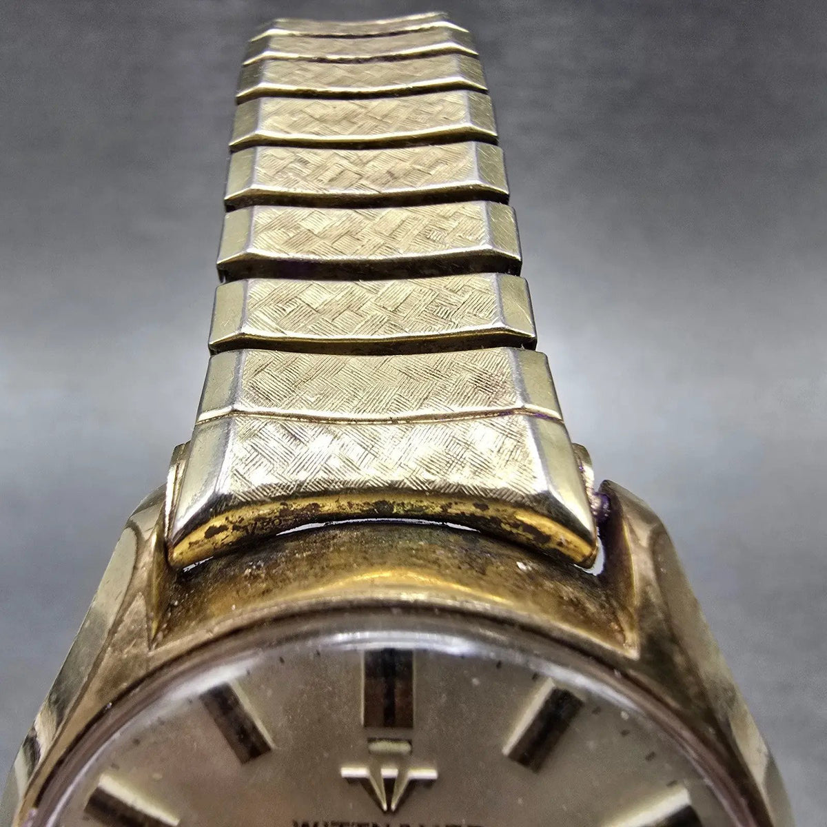 Wittnauer Geneve Watch Men 35mm Champagne Dial Gold Tone Daydate Automatic PARTS5