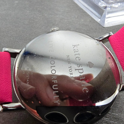 Kate Spade Metro watch Women 38mm Pink MOP Dial Silver Tone Round 0549 New Batt9