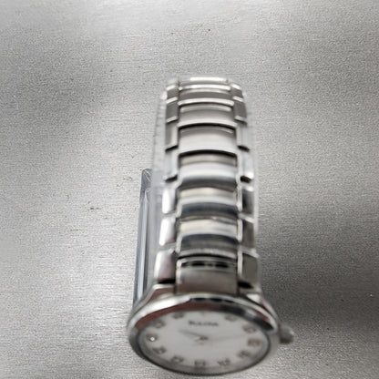 Bulova Watch Women 25mm MOP Dial Stainless Steel Diamond Accents new Battery4
