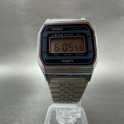 Casio 155-B817 Watch Men 34mm Digital Silver Tone Octagon Daydate READ!!! NewBat6