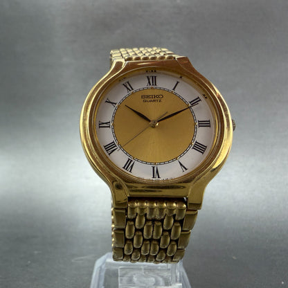 Seiko Watch Men 34mm Champagne Dial Gold Tone Round 8223-5169 New Battery READ!!5