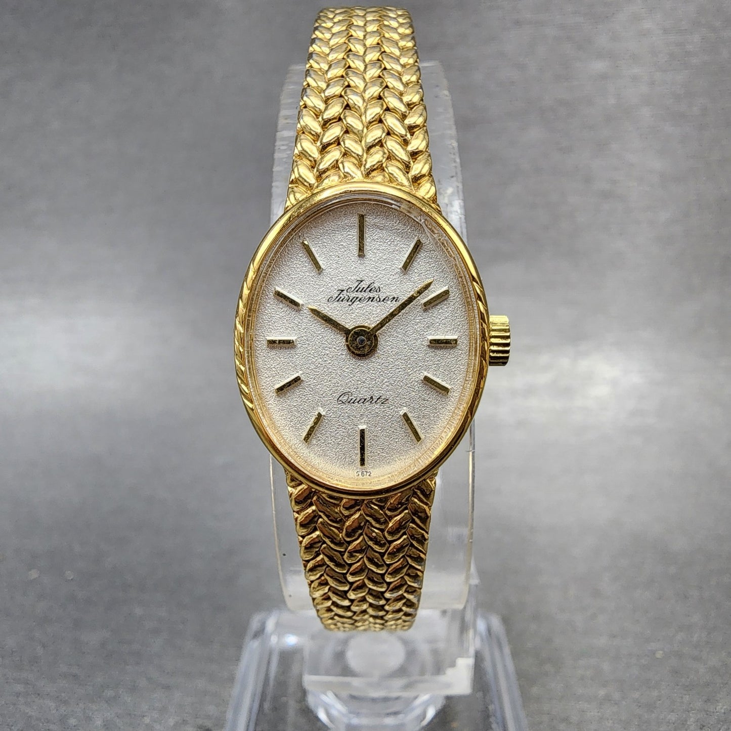 Jules Jurgenson Watch Women 17mm Champagne Dial Gold Tone Mesh Band New Battery0