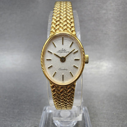 Jules Jurgenson Watch Women 17mm Champagne Dial Gold Tone Mesh Band New Battery0