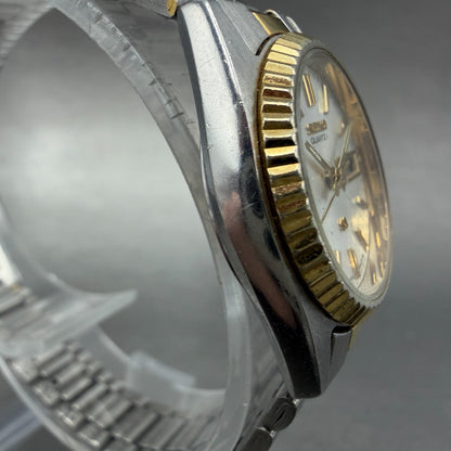 Seiko SQ Watch Women 25mm Silver Dial Two Tone Daydate Round 2A23-0039 NewBat 793