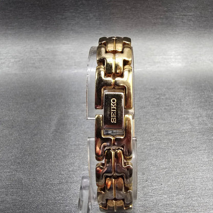 Seiko Tank Watch Women 16mm White Dial Gold Tone Rectangle 1N00-6T10 New Battery7
