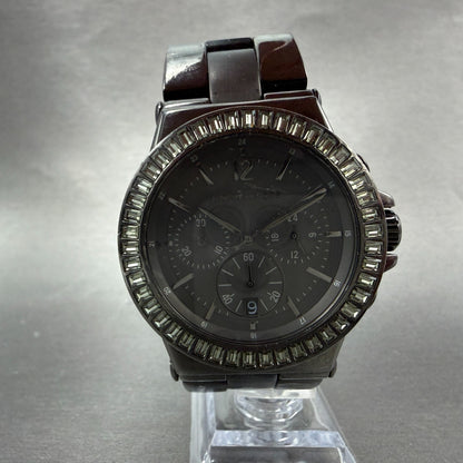 Michael Kors Dylan Chrono Watch Women 42mm Black Dial Black Tone Date New Batt5