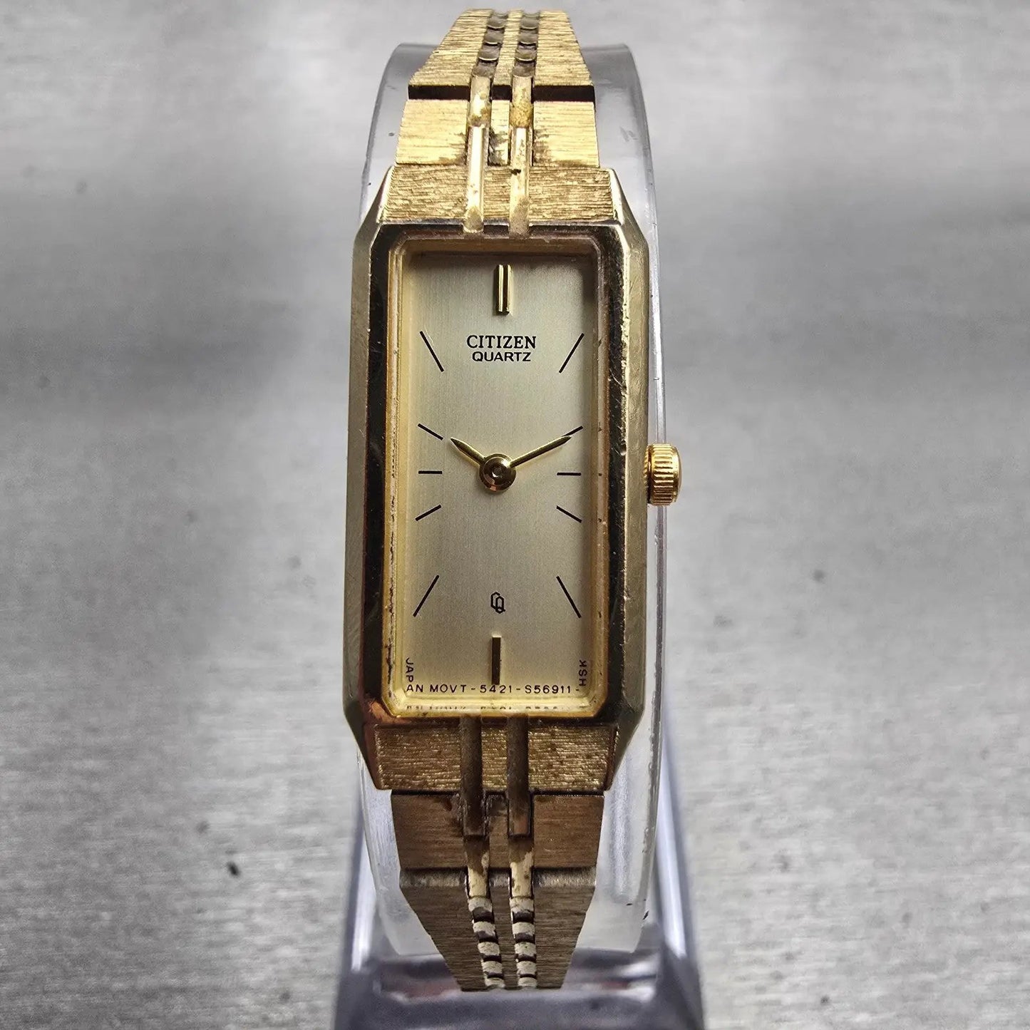 Citizen CQ Watch Women 13mm Champagne Dial Gold Tone 5421-S18523 New Battery VTG0