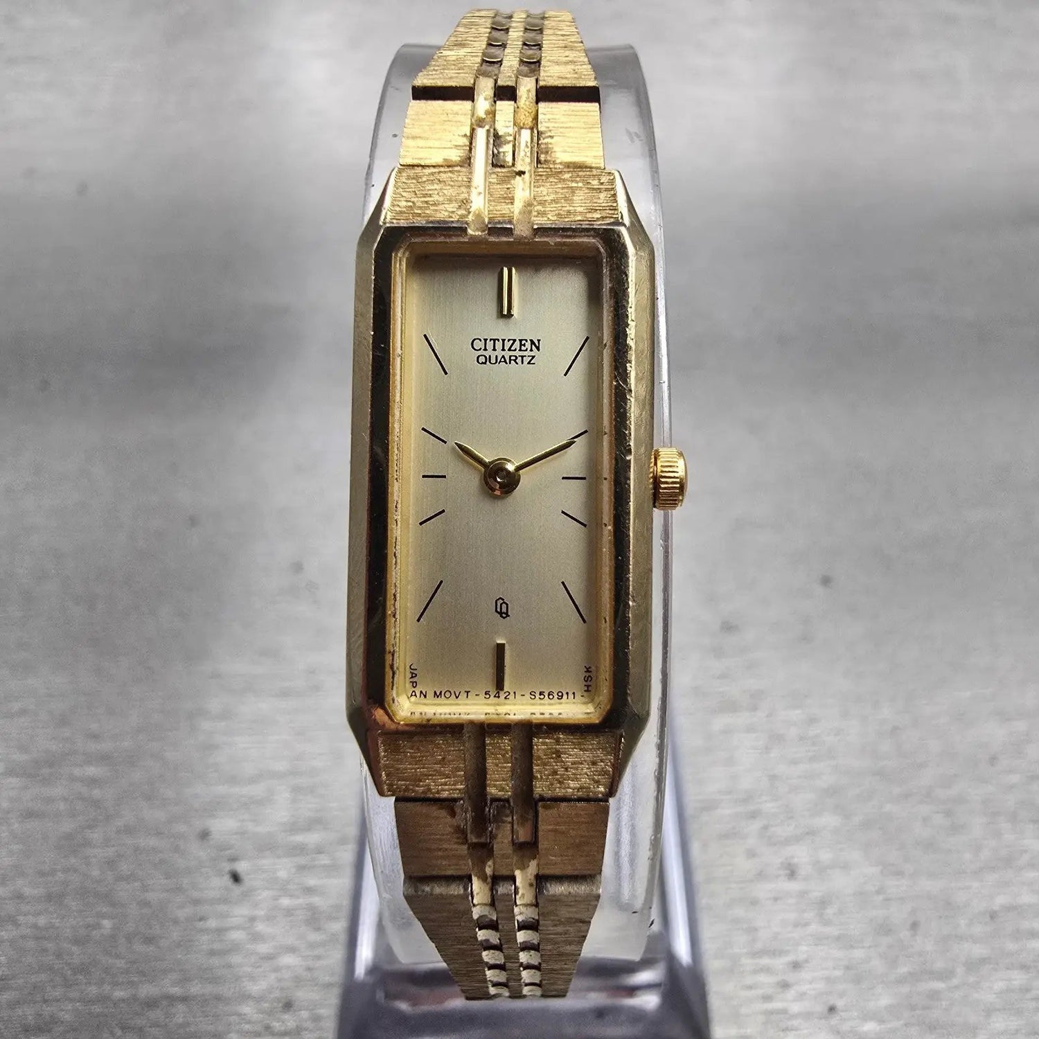 Citizen CQ Watch Women 13mm Champagne Dial Gold Tone 5421-S18523 New Battery VTG0
