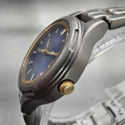 Citizen Titanium Watch Women 27mm Blue Dial Gray Tone Date 1012-H31209 New Batt2