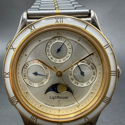 Citizen Lighthouse Triple Calendar Moon Phase Watch Men 35mm Champagne Two Tone1