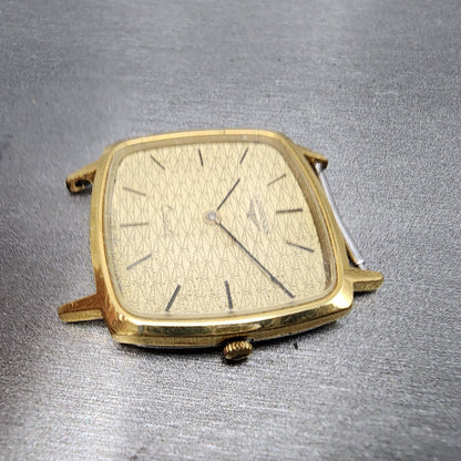 Longines Tank Watch Men 30mm Gold Dial Gold Tone Rectangle 978 READ!!!! New Batt5