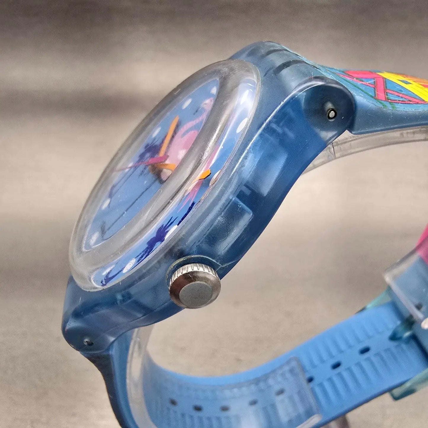 Swatch MIAMI VIBES Watch Women  Blue Dial Blue Case Round SUOZ230 New Battery2
