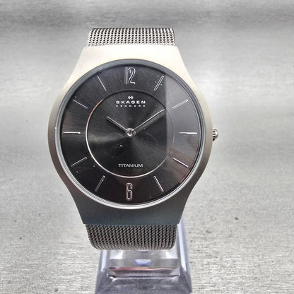 Skagen Grenen Watch Men 35mm Gray Dial Titanium Round 233LTTM New Battery Mesh G0