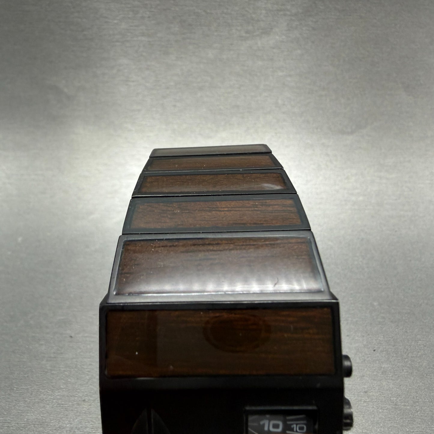 Nixon Rotolog Watch Men 35mm Black Dark Wood Rectangle New Battery4