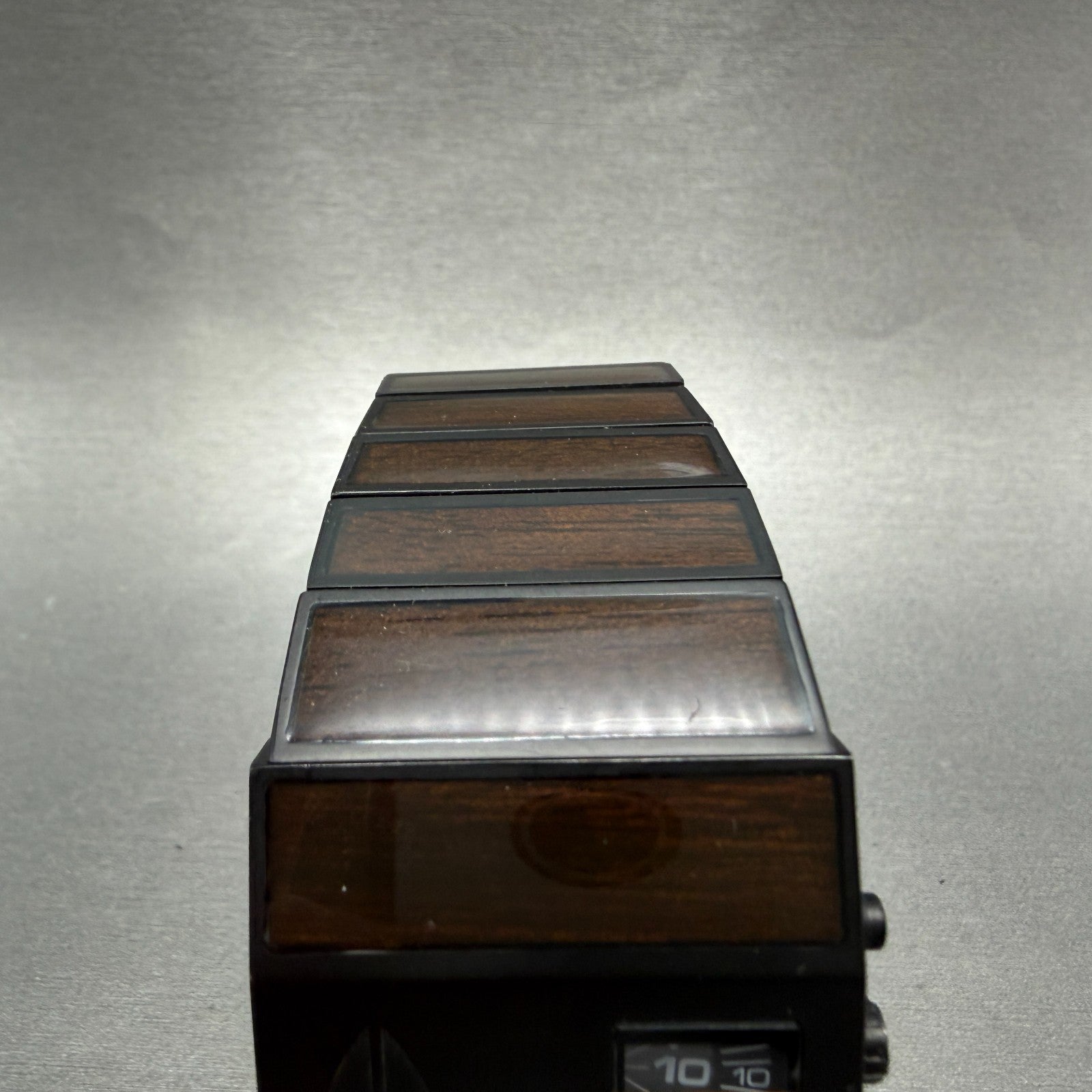 Nixon Rotolog Watch Men 35mm Black Dark Wood Rectangle New Battery4