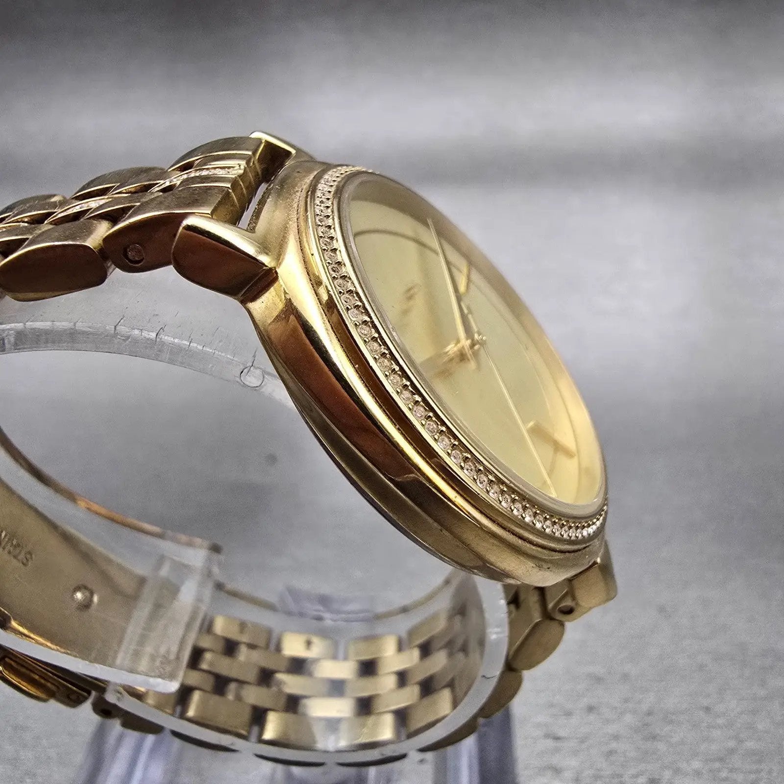 Michael Kors Cinthia Watch Women 33mm Gold Dial Gold Tone Gemmed MK3681 New Batt3