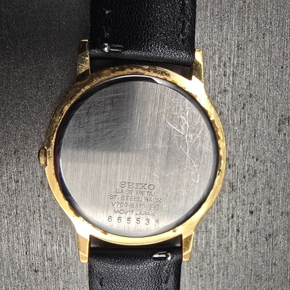 Seiko Watch Men 34mm White Dial Gold Tone Round V700-8A10 New Battery Vintage10