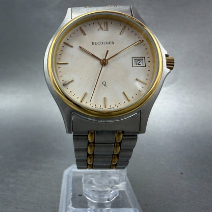 Bucherer Q Watch Men 36mm White Dial Two Tone Date Round 1.1471.0.82 PARTS6