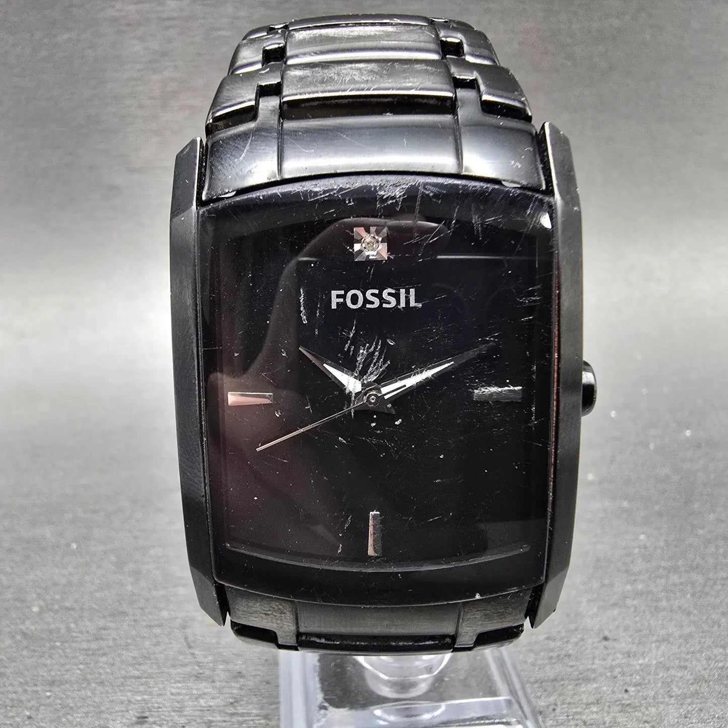 Fossil Arkitekt Tank Watch Men 34mm Black Dial Black Tone FS-4159 New Battery VH0