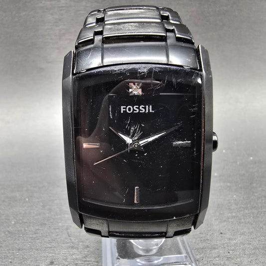 Fossil Arkitekt Tank Watch Men 34mm Black Dial Black Tone FS-4159 New Battery VH0