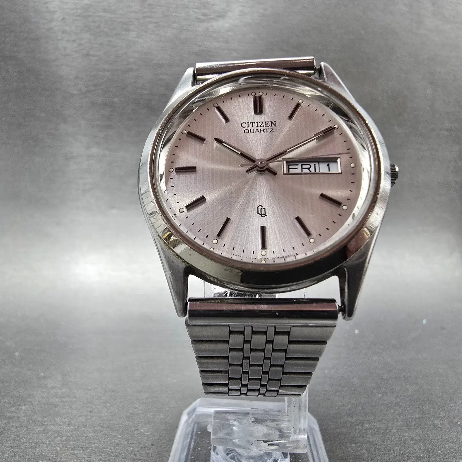 Citizen CQ Watch Men 35mm Silver Dial Silver Daydate Round 6100-S96389 PARTS6
