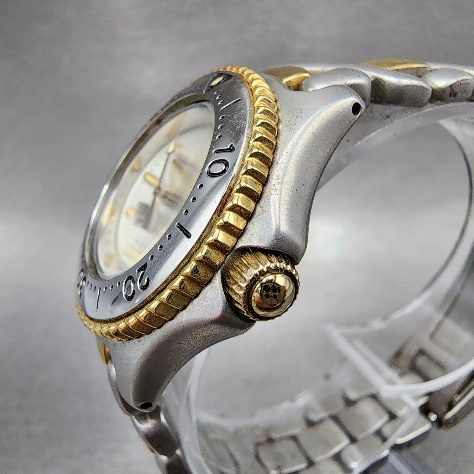 Seiko Scuba Dive Watch Women 31mm White Dial Two Tone Date Round New Battery2