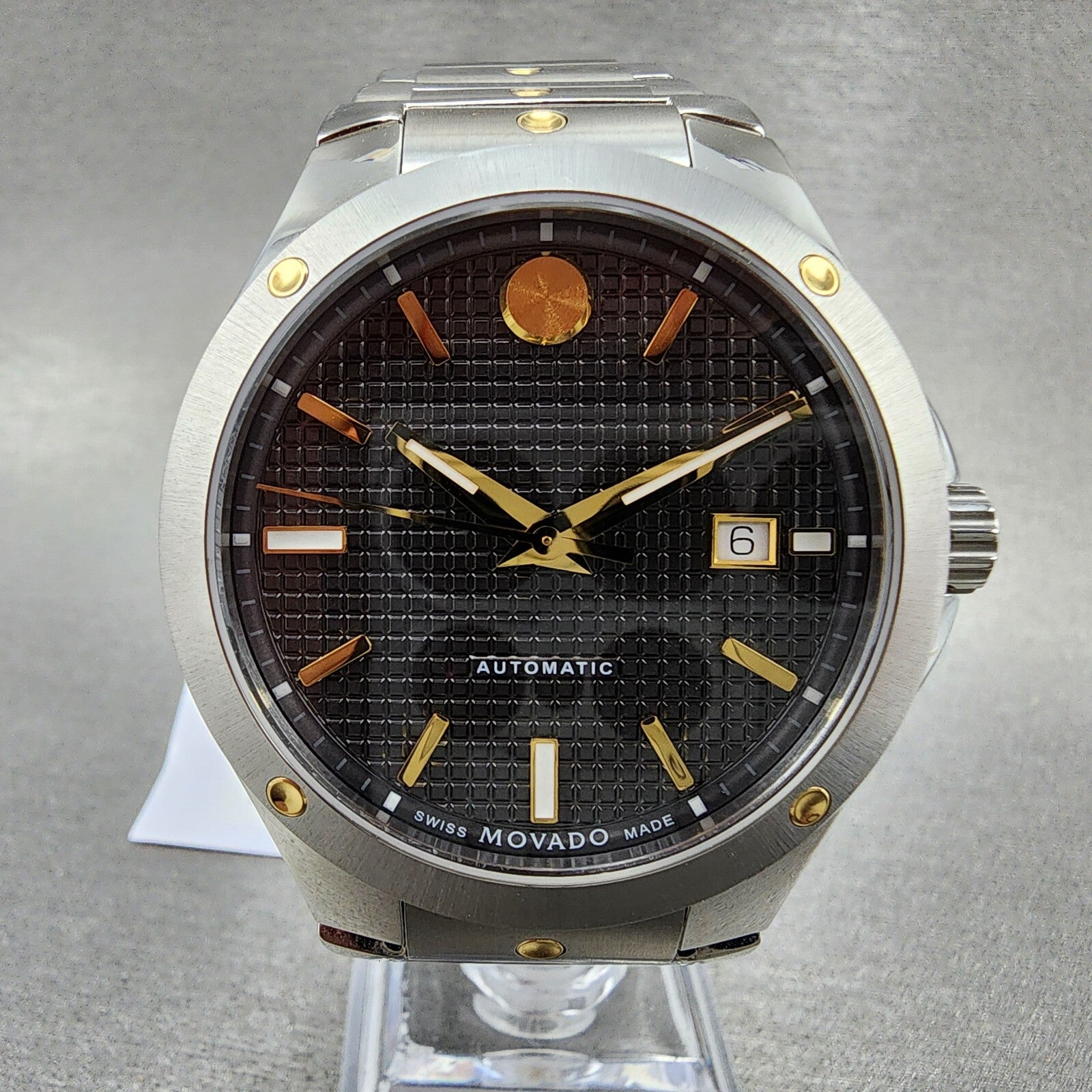 Movado SE Automatic Watch Men 41mm Gray Dial Two Tone Date Round 06075521